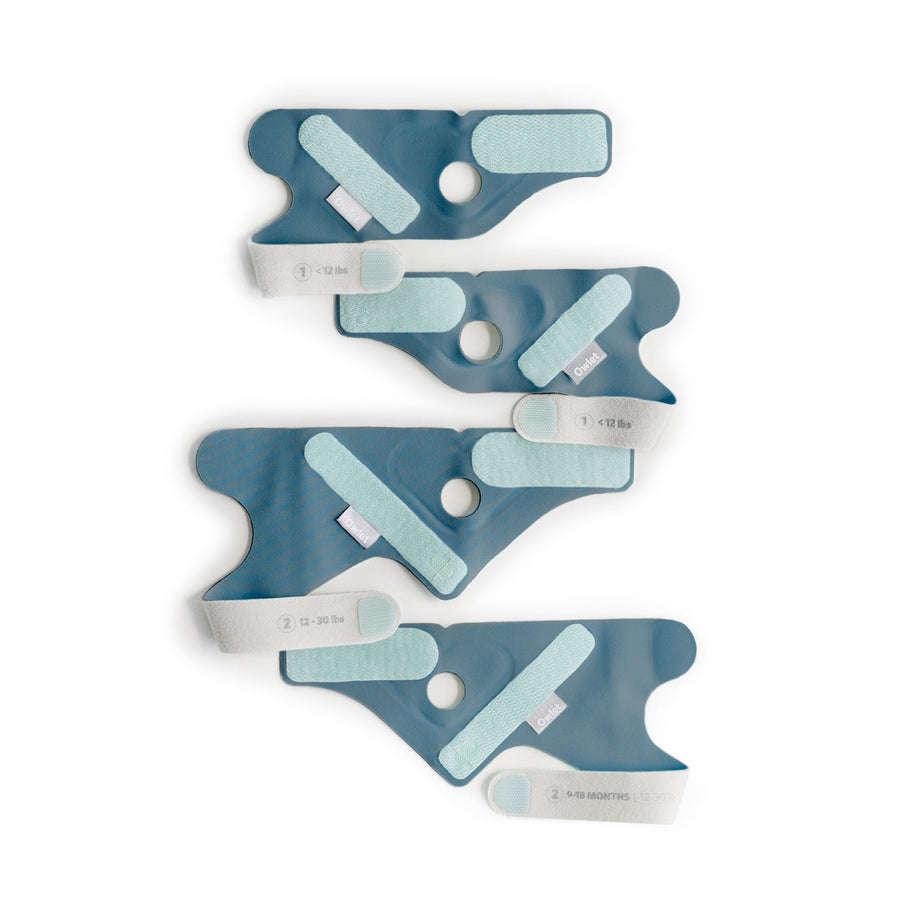 Vier stoffen sokjes in Bedtime Blue, opengevouwen