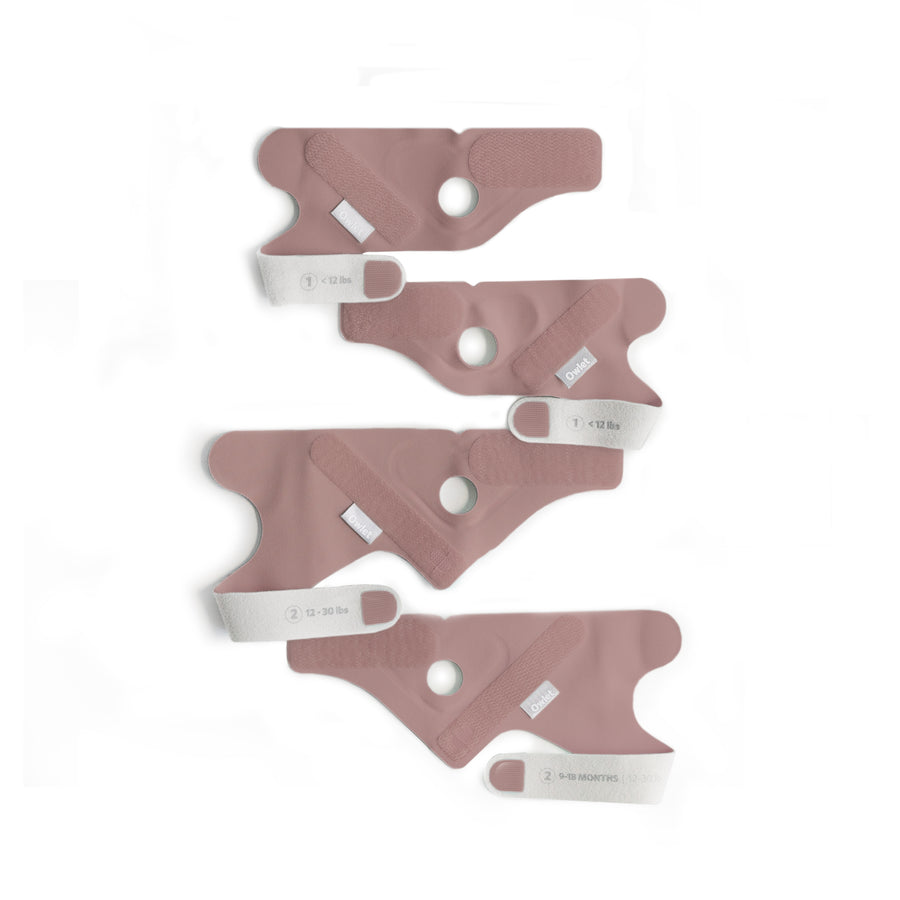 Vier stoffen sokjes in Dusty Rose, opengevouwen